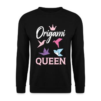 Origami-Königin Papierkunst Origamipapier Japanisc - Unisex Pullover - Schwarz - Vorne - Alina (178cm) & Michal (187cm)