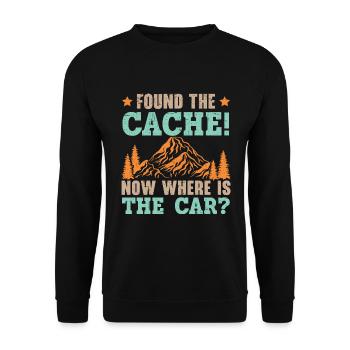 Den Cache gefunden! Wo ist jetzt das Auto? Geocach - Unisex Pullover - Schwarz - Vorne - Alina (178cm) & Michal (187cm)