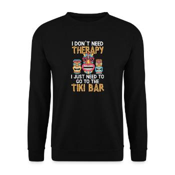 Ich brauche keine Therapie, ich muss nur zur Tiki - Unisex Pullover - Schwarz - Vorne - Alina (178cm) & Michal (187cm)