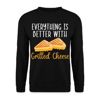 Alles ist besser mit gegrilltem Käse - Unisex Pullover - Schwarz - Vorne - Alina (178cm) & Michal (187cm)