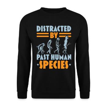 Abgelenkt durch menschliche Spezies Anthropologie - Unisex Pullover - Schwarz - Vorne - Alina (178cm) & Michal (187cm)