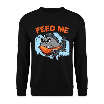 Füttere mich Piranha Sammler Aquarianer Fischzucht - Unisex Pullover - Schwarz - Vorne - Alina (178cm) & Michal (187cm)