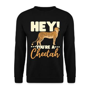 Du bist ein Gepard Wildlife Tier Zookeeper - Unisex Pullover - Schwarz - Vorne - Alina (178cm) & Michal (187cm)
