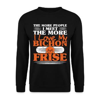 Bichon Frise Hundeliebhaber Hundezüchter Welpe Pfo - Unisex Pullover - Schwarz - Vorne - Alina (178cm) & Michal (187cm)