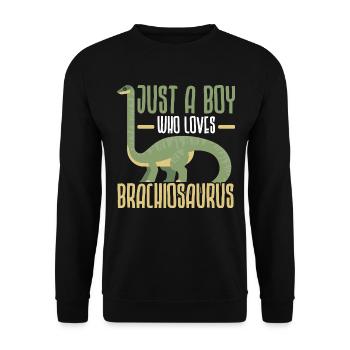 Nur ein Junge, der Brachiosaurus liebt Dinosaurier - Unisex Pullover - Schwarz - Vorne - Alina (178cm) & Michal (187cm)
