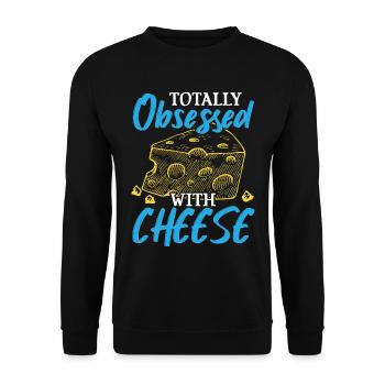 Völlig besessen von Käse Cheesy Cheese Lover - Unisex Pullover - Schwarz - Vorne - Alina (178cm) & Michal (187cm)