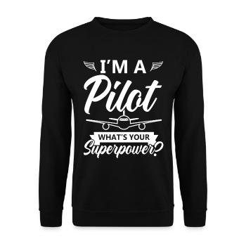 Fliegender Fluglehrer Flugzeugpilot Himmel - Unisex Pullover - Schwarz - Vorne - Alina (178cm) & Michal (187cm)