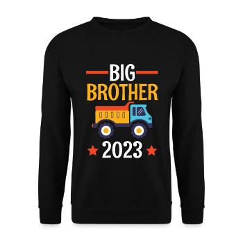 Großer Bruder 2023 LKW Laster - Unisex Pullover - Schwarz - Vorne - Alina (178cm) & Michal (187cm)