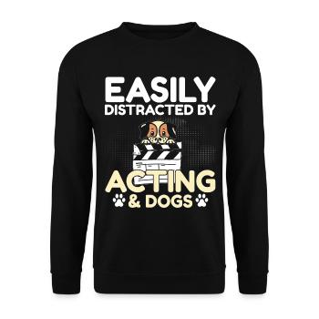 Easily Distracted By Acting And Dogs - Unisex Pullover - Schwarz - Vorne - Alina (178cm) & Michal (187cm)