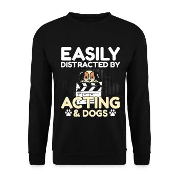 Easily Distracted By Acting And Dogs - Unisex Pullover - Schwarz - Vorne - Alina (178cm) & Michal (187cm)