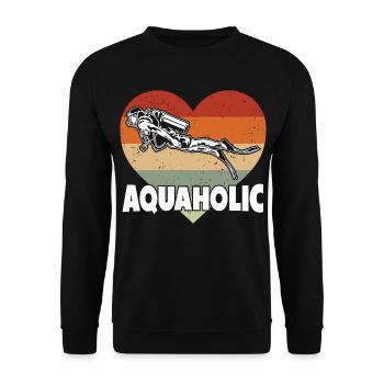 Aquaholic Vintage Taucher - Unisex Pullover - Schwarz - Vorne - Alina (178cm) & Michal (187cm)