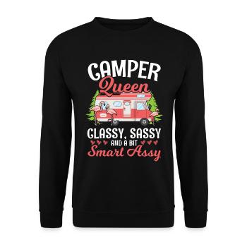 Camper Queen - Unisex Pullover - Schwarz - Vorne - Alina (178cm) & Michal (187cm)