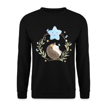 Süßer Baby Igel - Unisex Pullover - Schwarz - Vorne - Alina (178cm) & Michal (187cm)