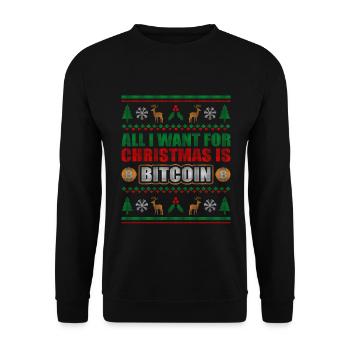 Christmas BTC Investor Bitcoin - Unisex Pullover - Schwarz - Vorne - Alina (178cm) & Michal (187cm)