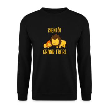 Bientôt Grand Frère - Unisex Pullover - Schwarz - Vorne - Alina (178cm) & Michal (187cm)