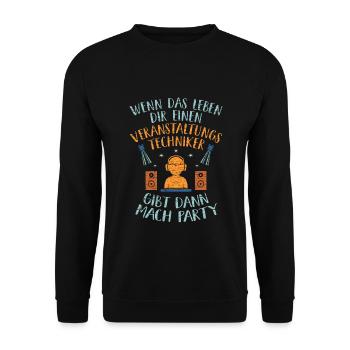 Party Veranstaltung Veranstaltungstechniker - Unisex Pullover - Schwarz - Vorne - Alina (178cm) & Michal (187cm)