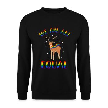 We are all equal LGBTQ Rendeer LGBT Christmas - Unisex Pullover - Schwarz - Vorne - Alina (178cm) & Michal (187cm)