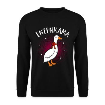 Entenmama Enten Mama Ententeich Laufente Mutter En - Unisex Pullover - Schwarz - Vorne - Alina (178cm) & Michal (187cm)