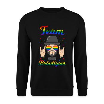 Team Bräutigam LGBT Gay Hochzeit Schwulen JGA - Unisex Pullover - Schwarz - Vorne - Alina (178cm) & Michal (187cm)