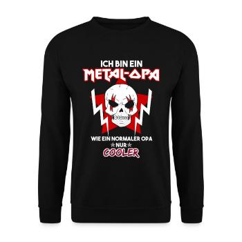 Metalopa Wie Ein Normaler Opa Cooler Metal Spruch - Unisex Pullover - Schwarz - Vorne - Alina (178cm) & Michal (187cm)