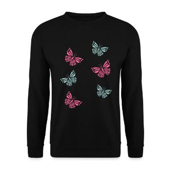Butterflies Schmetterlinge - Unisex Pullover - Schwarz - Vorne - Alina (178cm) & Michal (187cm)