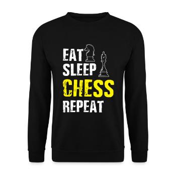Schach Schachspieler Geschenkidee - Unisex Pullover - Schwarz - Vorne - Alina (178cm) & Michal (187cm)