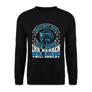 Angler Spruch - Unisex Pullover - Schwarz - Vorne - Alina (178cm) & Michal (187cm)