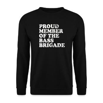 Proud Member of the Bass Brigade - weiss - Unisex Pullover - Schwarz - Vorne - Alina (178cm) & Michal (187cm)