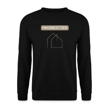 Minimaler Hausumriss Linienstil - Unisex Pullover - Schwarz - Vorne - Alina (178cm) & Michal (187cm)