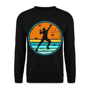 Klettern Boulder Bergsteiger Kletterer Bouldern - Unisex Pullover - Schwarz - Vorne - Alina (178cm) & Michal (187cm)