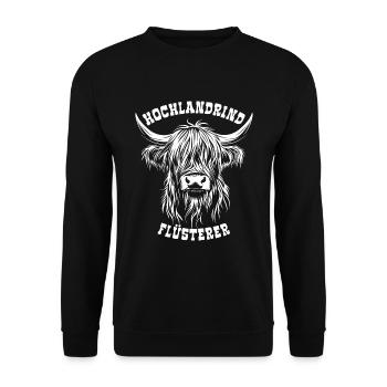 Hochland Rind Flüsterer - Kuh - Spruch - Unisex Pullover - Schwarz - Vorne - Alina (178cm) & Michal (187cm)