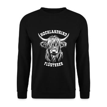 Hochland Rind Flüsterer - Kuh - Spruch - Unisex Pullover - Schwarz - Vorne - Alina (178cm) & Michal (187cm)