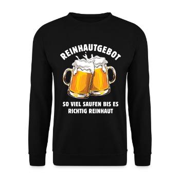 Reinheitsgebot - Saufen - Bier - Wortspiel - Unisex Pullover - Schwarz - Vorne - Alina (178cm) & Michal (187cm)