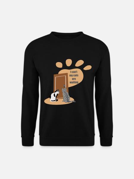 Ich kann nicht, meine Katzen warten - Unisex Pullover - Schwarz