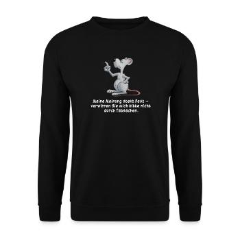 Meine Meinung steht fest... (Maus) - Unisex Pullover - Schwarz - Vorne - Alina (178cm) & Michal (187cm)