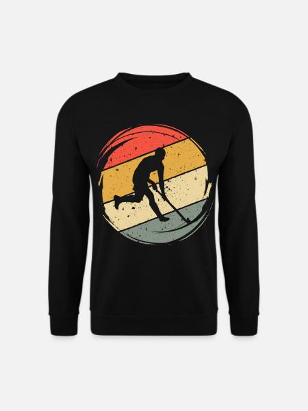 Hockeyspieler Feldhockey Spieler Retro Hockey - Unisex Pullover - Schwarz