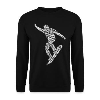 Snowboarder Typografie Jungen Herren Snowboard - Unisex Pullover - Schwarz - Vorne - Alina (178cm) & Michal (187cm)