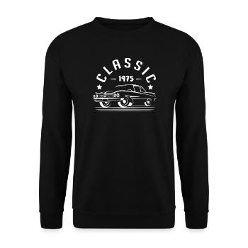 Klassisch 1975. - Unisex Pullover - Schwarz - Vorne - Alina (178cm) & Michal (187cm)