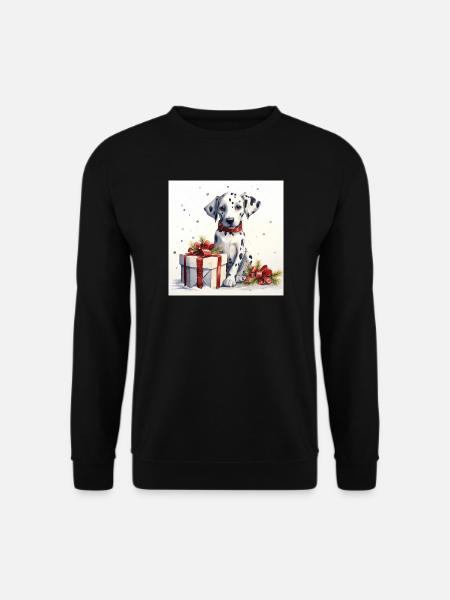 Weihnachts-Dalmatiner Welpe mit Geschenken - Unisex Pullover - Schwarz