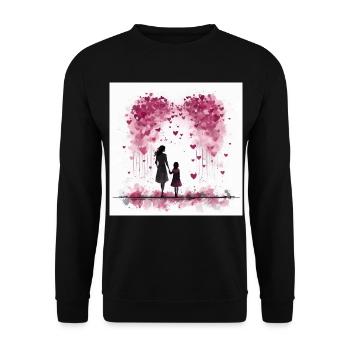 Muttertag – Mutter und Tochter im Herzen - Unisex Pullover - Schwarz - Vorne - Alina (178cm) & Michal (187cm)