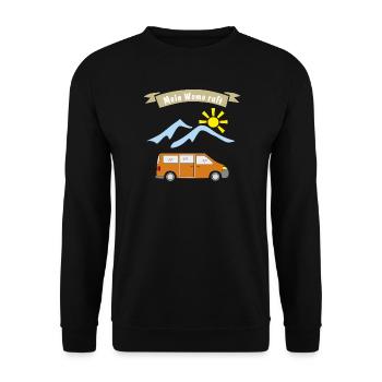 womo ruft - Unisex Pullover - Schwarz - Vorne - Alina (178cm) & Michal (187cm)