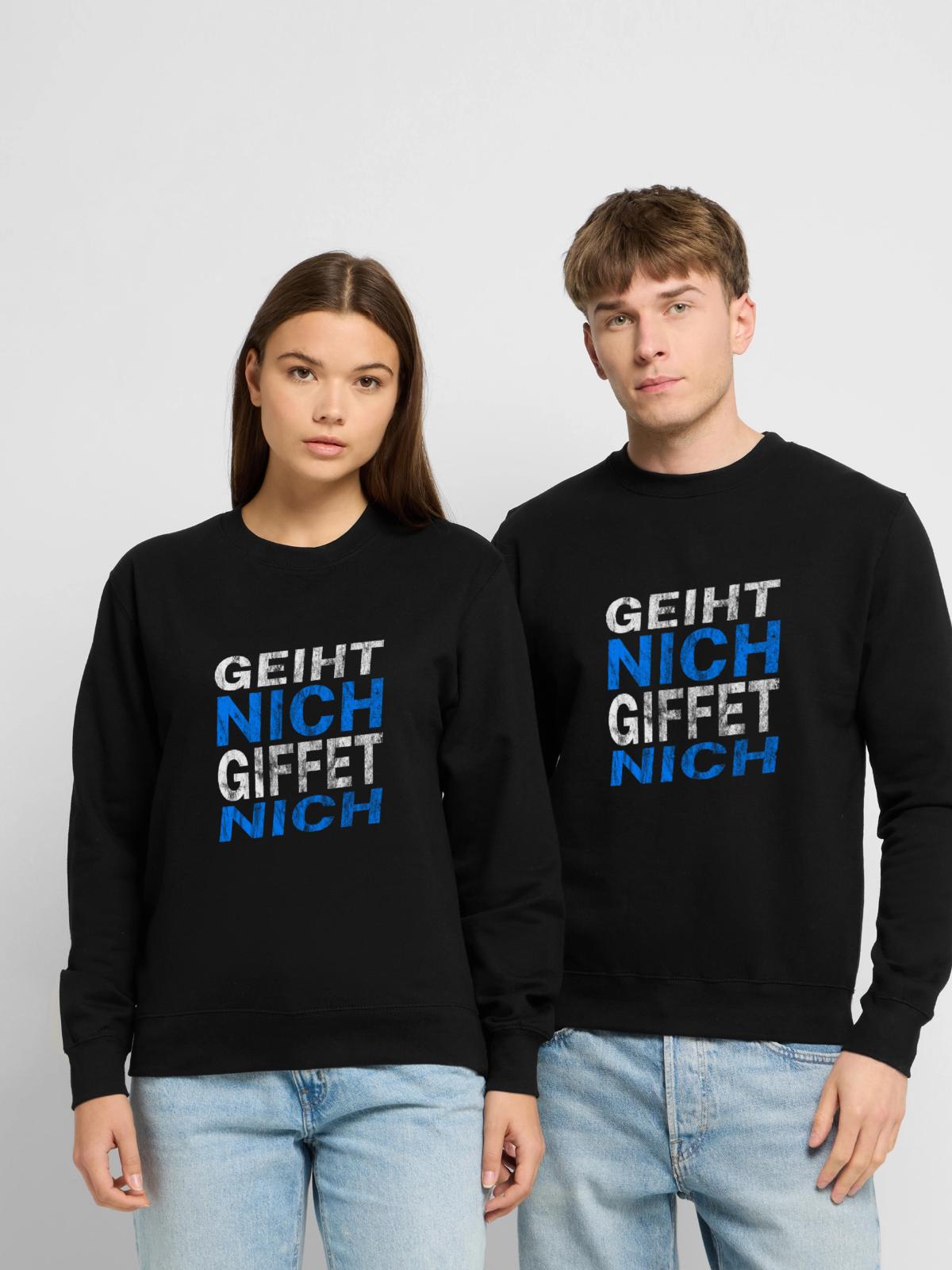 Geiht nich giffet nich - Unisex Pullover - Schwarz - Vorne - Alina (178cm) & Michal (187cm)