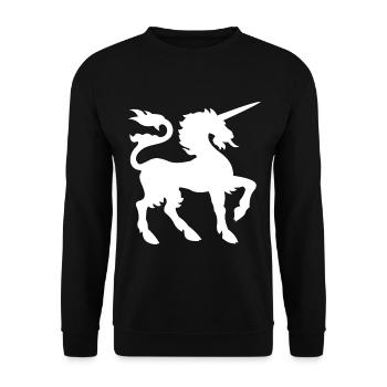 Einhorn-Silhouette mit aufrechtem Horn - Unisex Pullover - Schwarz - Vorne - Alina (178cm) & Michal (187cm)