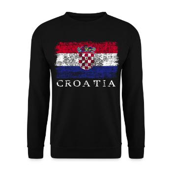 Kroatien Kroatische Flagge Kroatienflagge - Unisex Pullover - Schwarz - Vorne - Alina (178cm) & Michal (187cm)