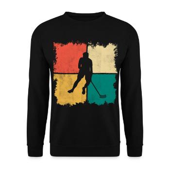 Unihockey Floorball Spieler Floorballspieler - Unisex Pullover - Schwarz - Vorne - Alina (178cm) & Michal (187cm)