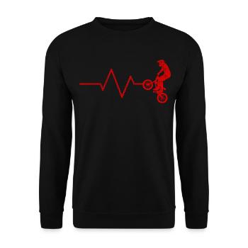 Fahrrad Radfahrer Stunt Herzschlag BMX - Unisex Pullover - Schwarz - Vorne - Alina (178cm) & Michal (187cm)