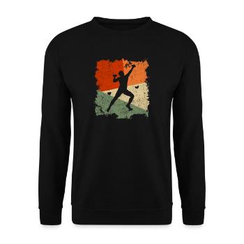 Bergsteiger Klettern Kletterer Bouldern - Unisex Pullover - Schwarz - Vorne - Alina (178cm) & Michal (187cm)