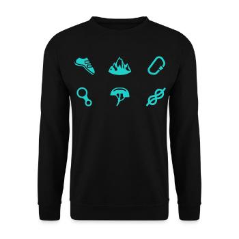 Klettern Symbole Bouldern Bergsteiger Kletterer - Unisex Pullover - Schwarz - Vorne - Alina (178cm) & Michal (187cm)