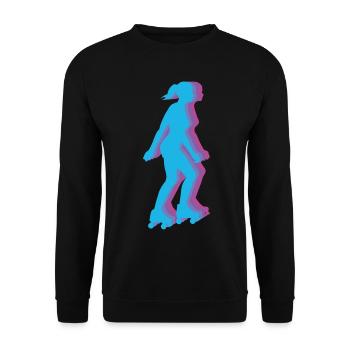 Roller Skating Vintage Mädchen Rollschuhe - Unisex Pullover - Schwarz - Vorne - Alina (178cm) & Michal (187cm)