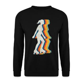 Roller Skating Vintage Mädchen Rollschuh - Unisex Pullover - Schwarz - Vorne - Alina (178cm) & Michal (187cm)